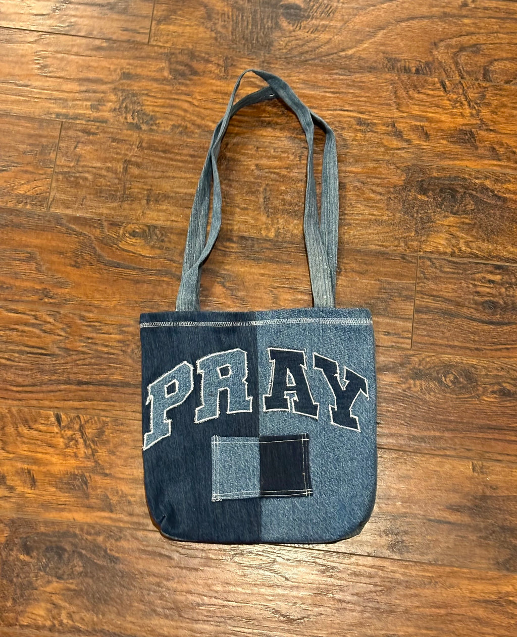 PRAY denim Tote bag