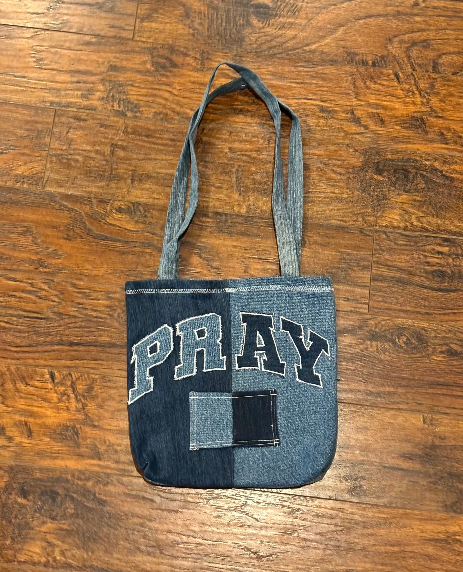PRAY denim Tote bag
