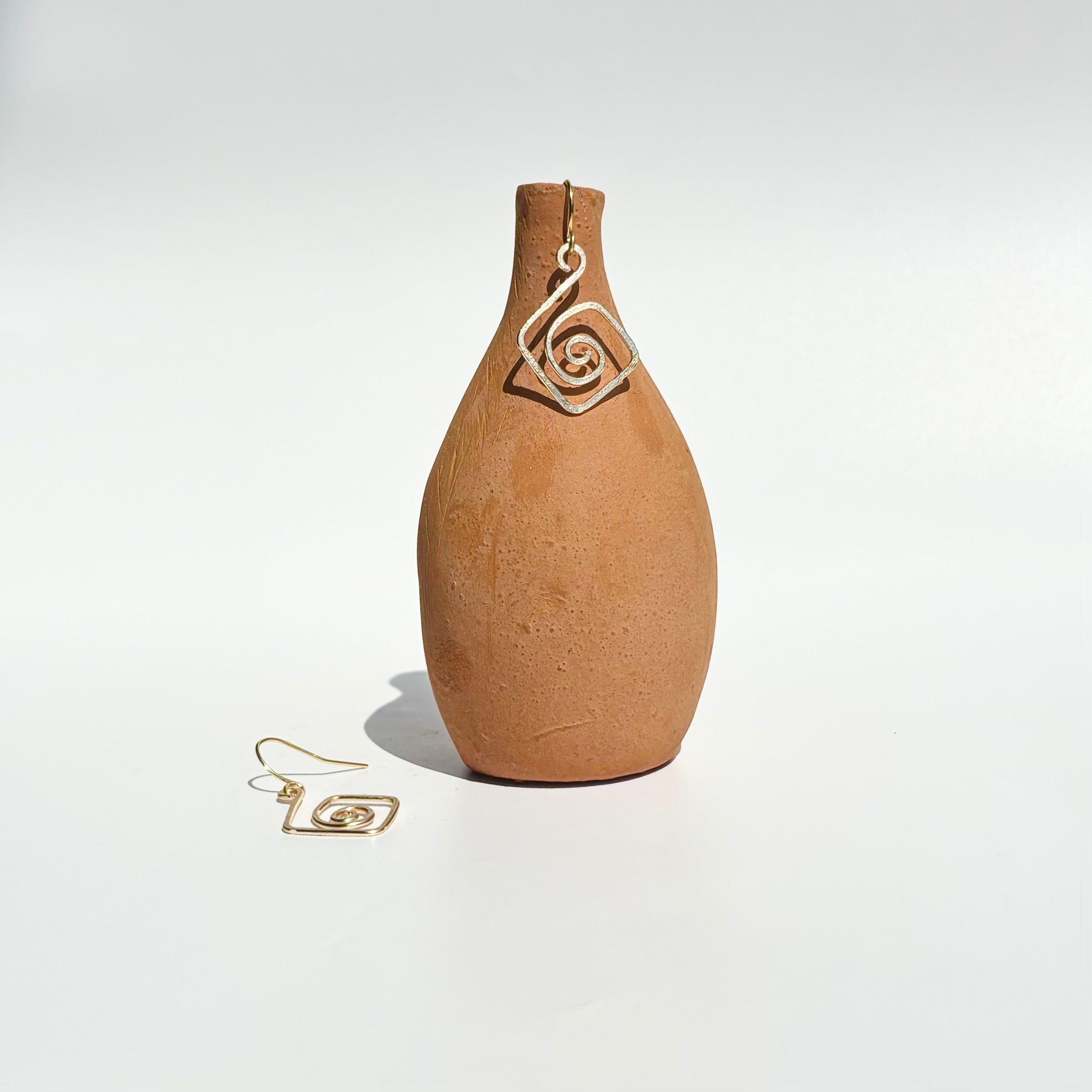 Hammered Swirl Diamond Earrings