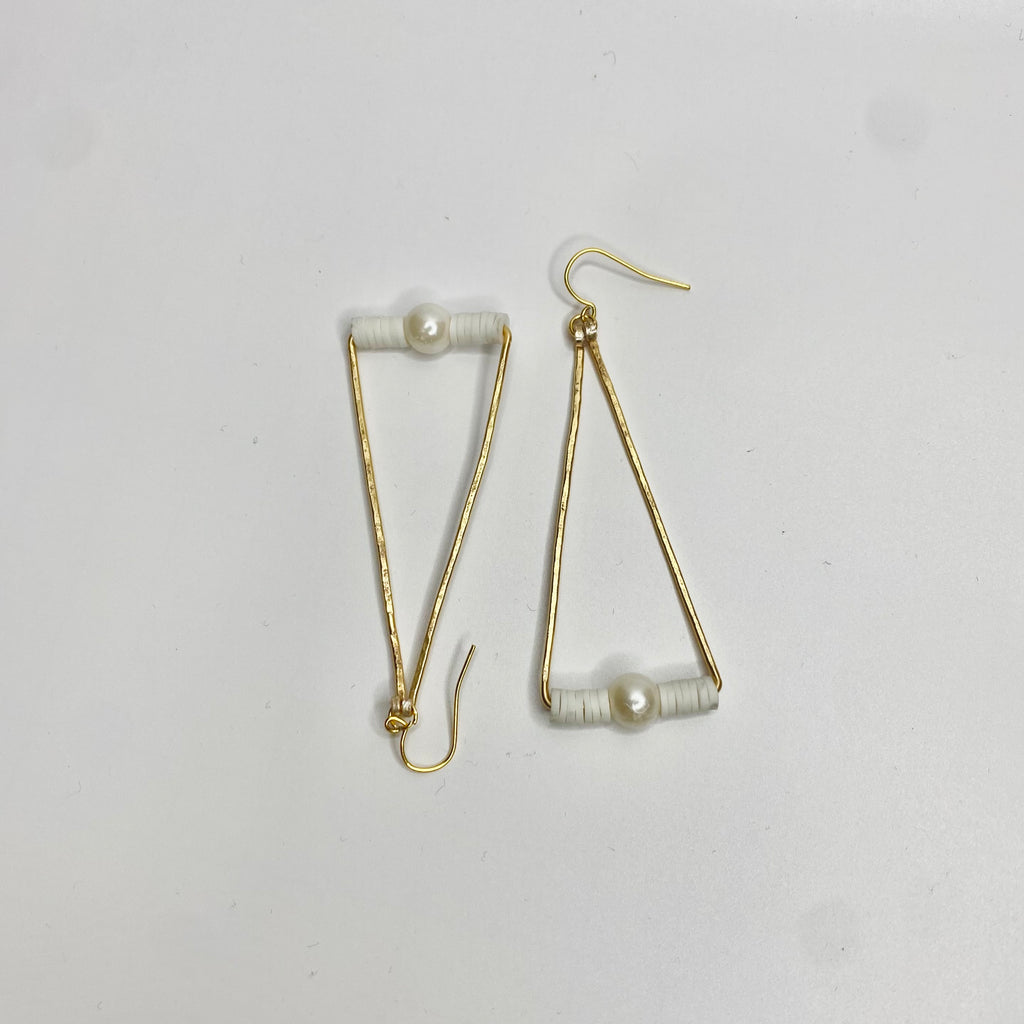 Hammered Triangle Pearl Dangles