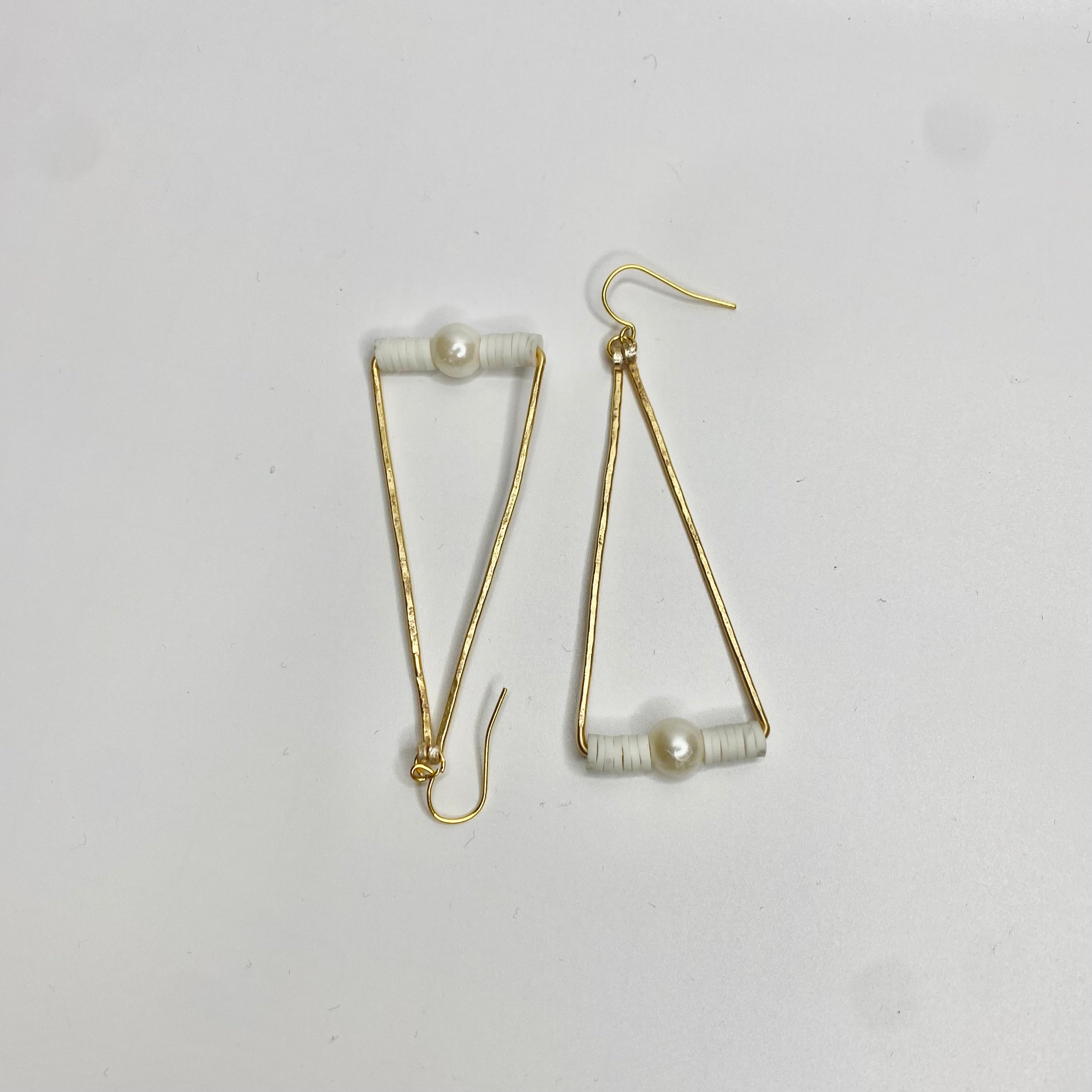 Hammered Triangle Pearl Dangles
