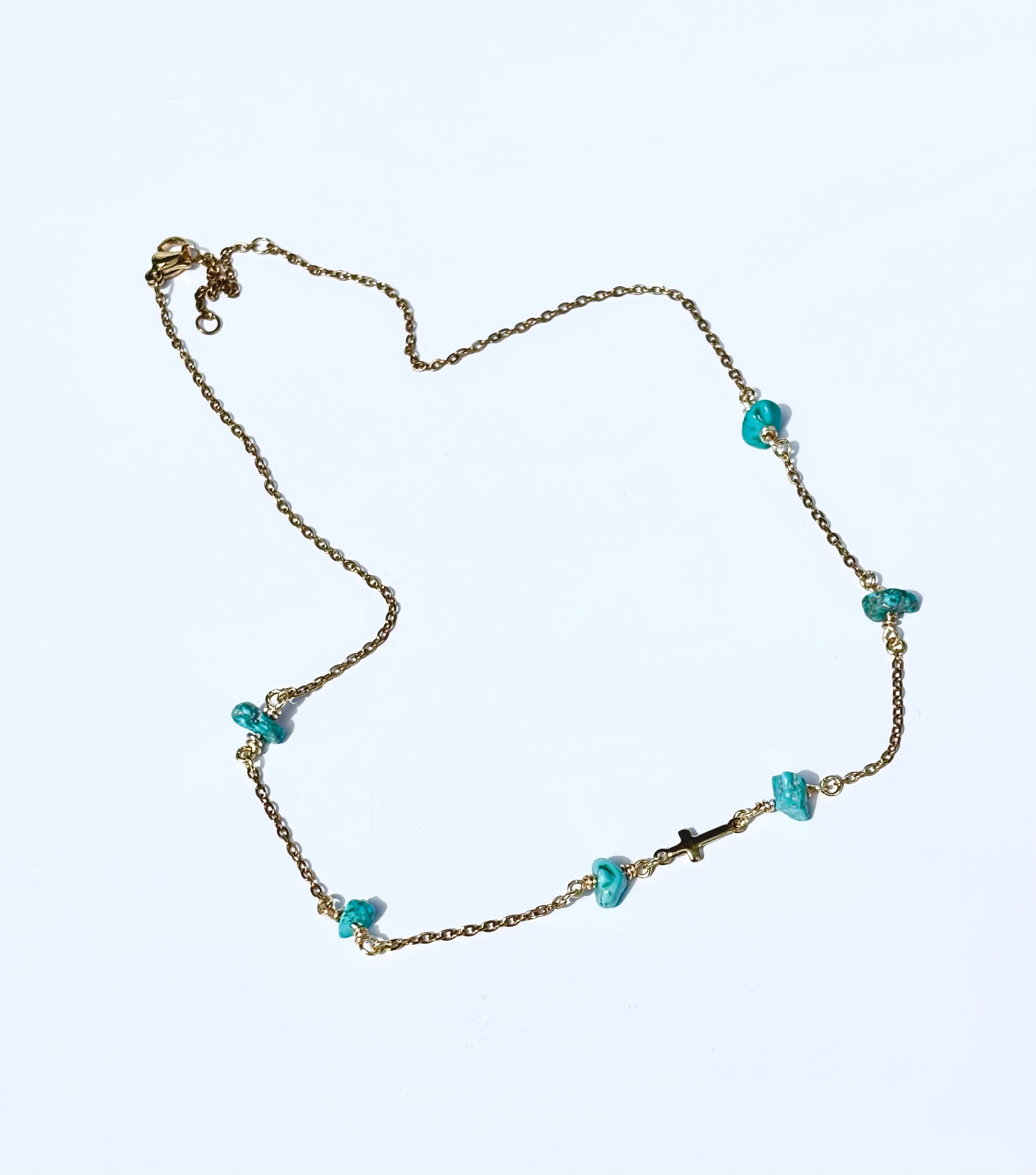 Turquoise horizontal cross necklace