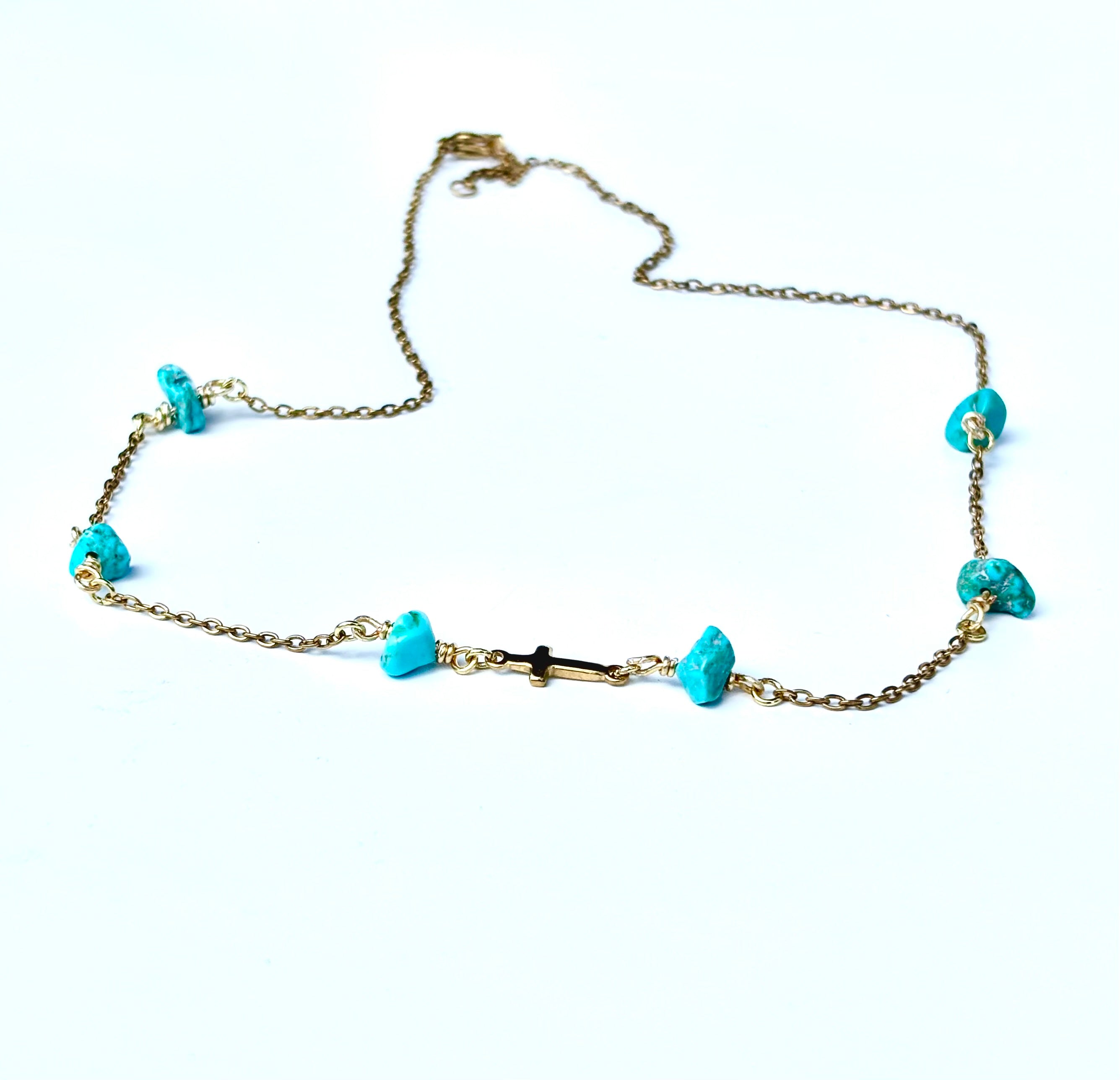 Turquoise horizontal cross necklace