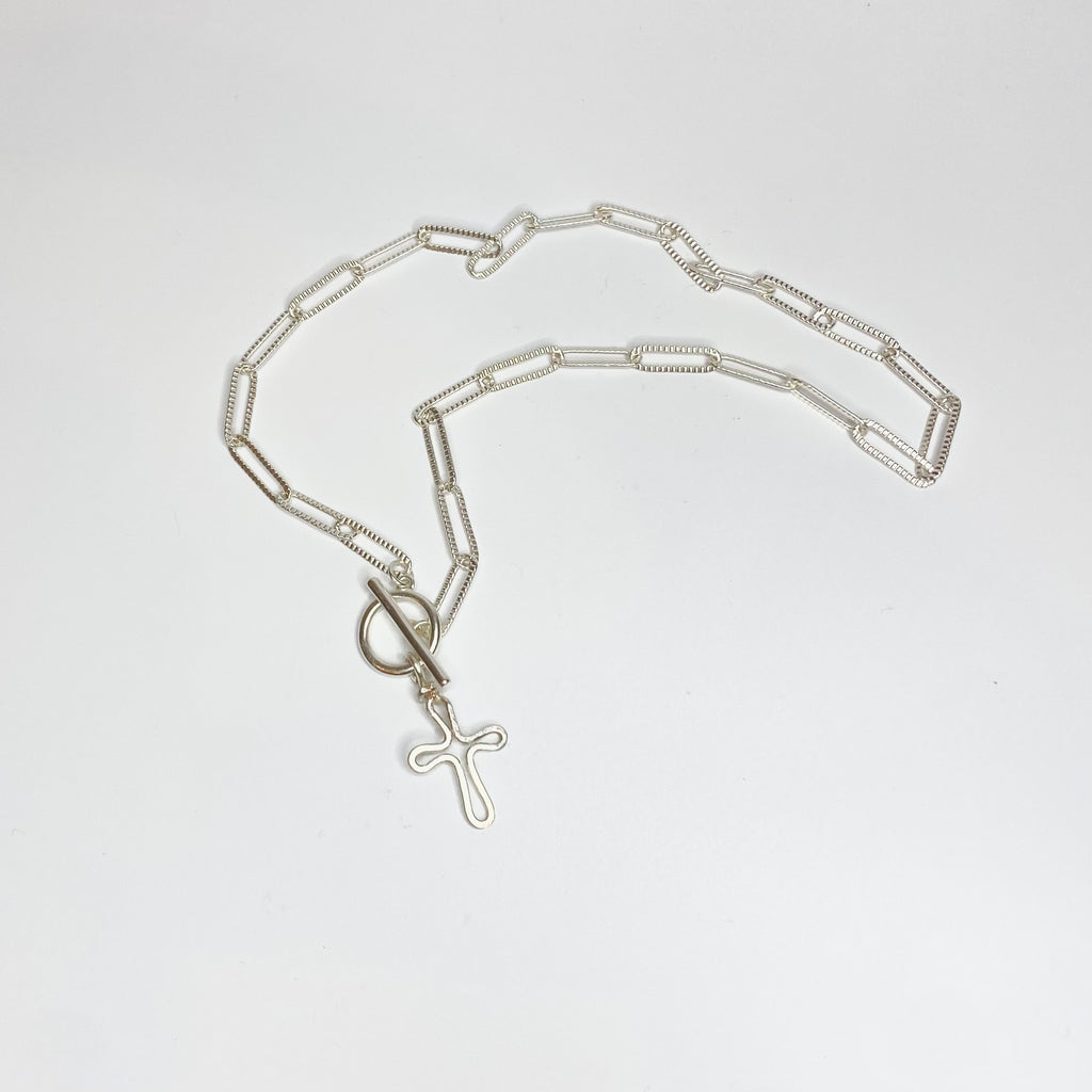 Chunky Hammered Cross Necklace