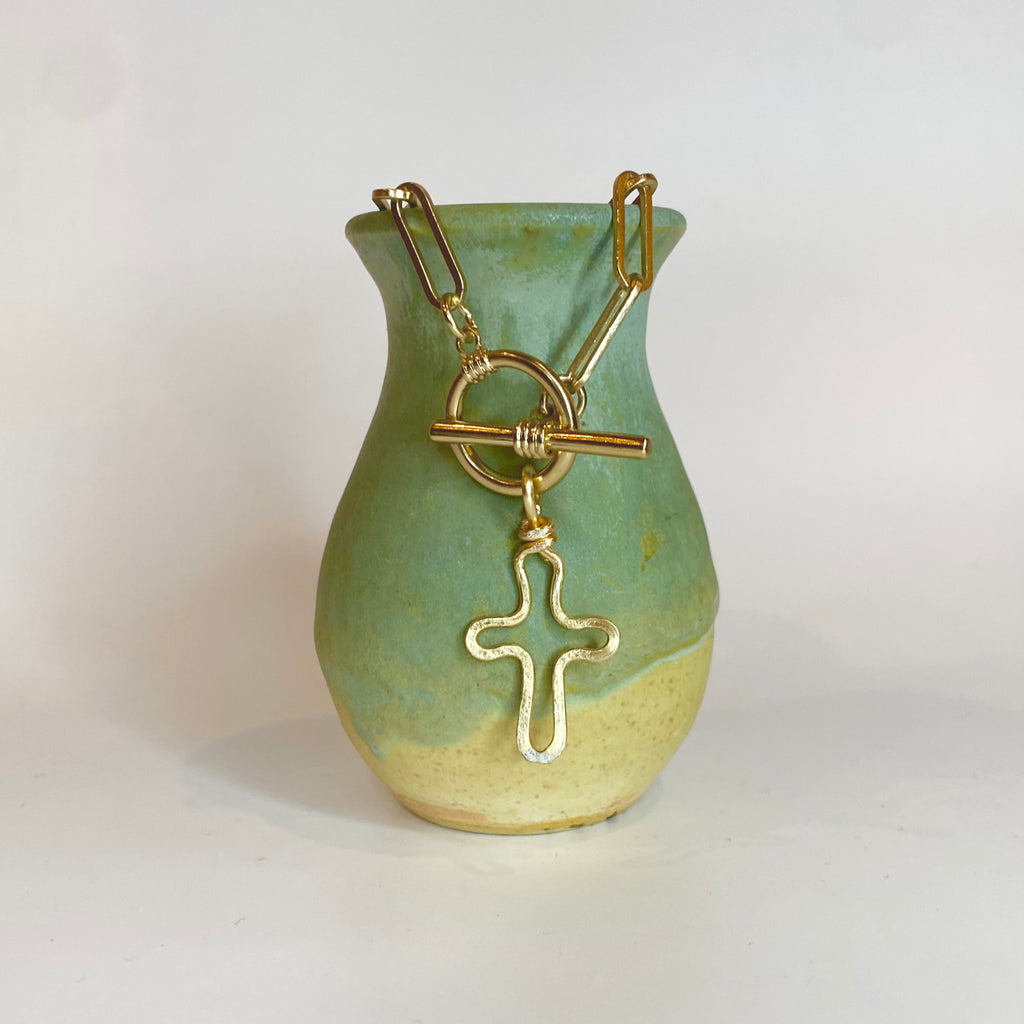 Chunky Hammered Cross Necklace