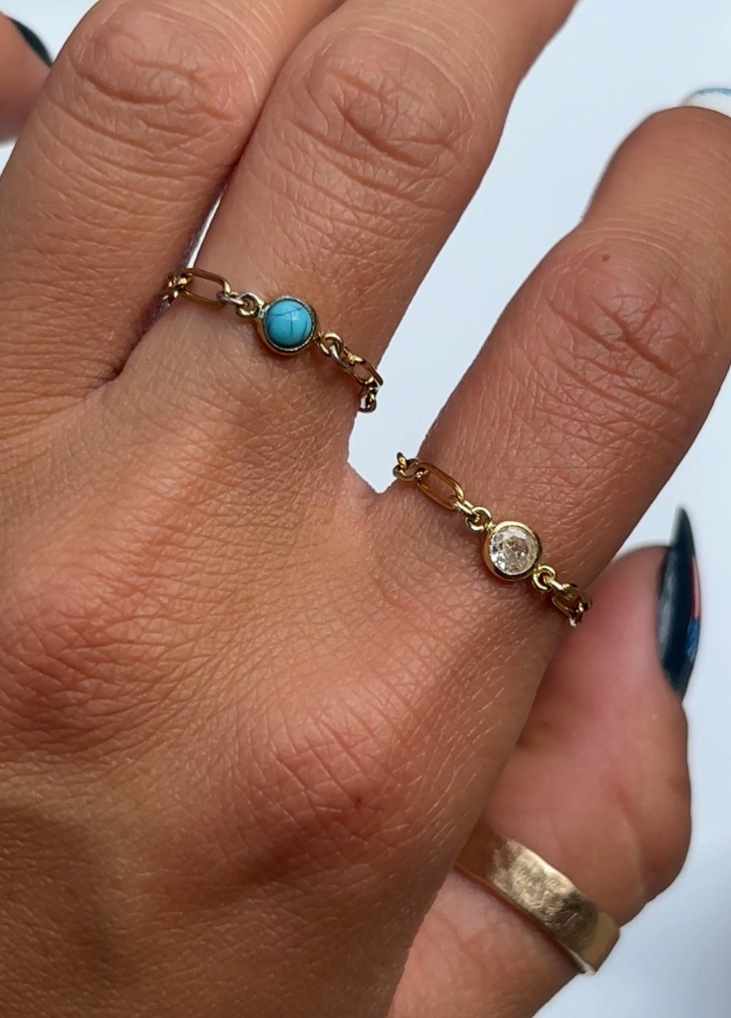 Turquoise chain ring